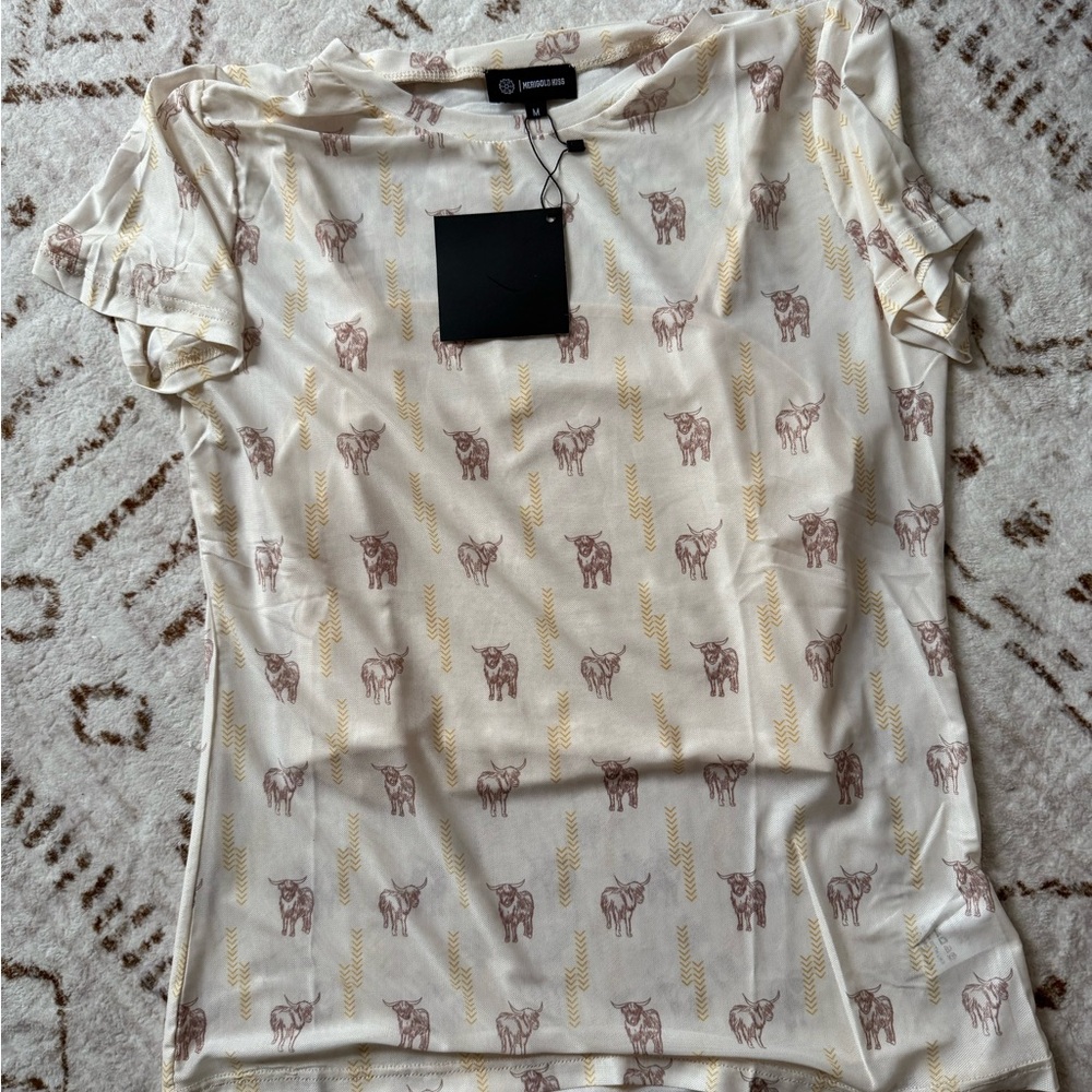 Western Patterned Cream Top